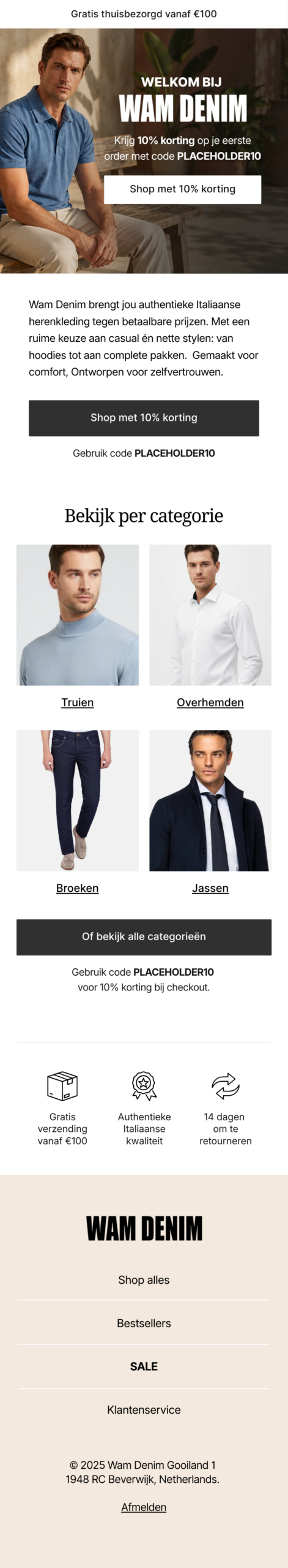 Voorbeeld emailontwerp WAM Denim