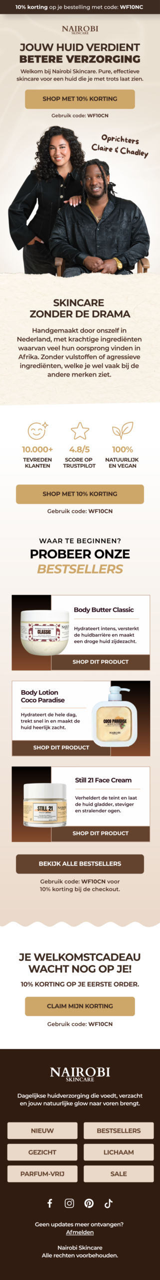 Voorbeeld emailontwerp Nairobi Skincare